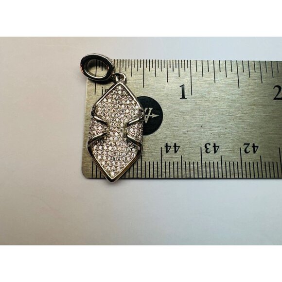 Brand New Sterling Silver 925 Micro Pave White Crystal Pendant Sparkling Design - Picture 6 of 9